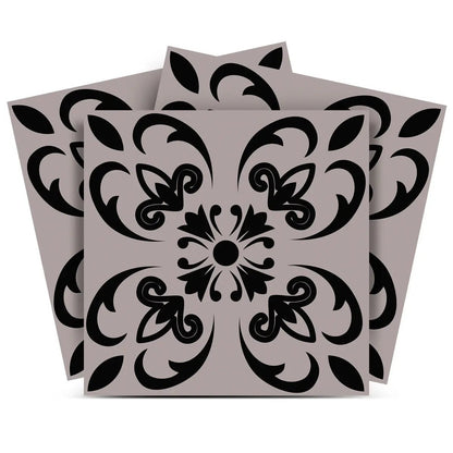 12" X 12" Black and White Orchid Peel and Stick Removable Tiles-1