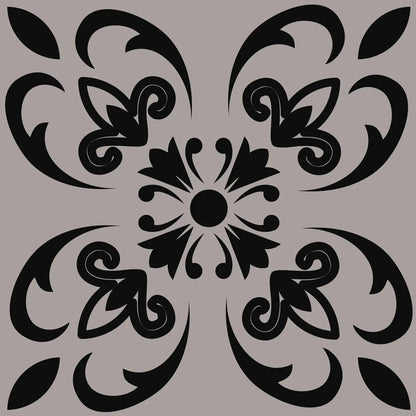 12" X 12" Black and White Orchid Peel and Stick Removable Tiles-7