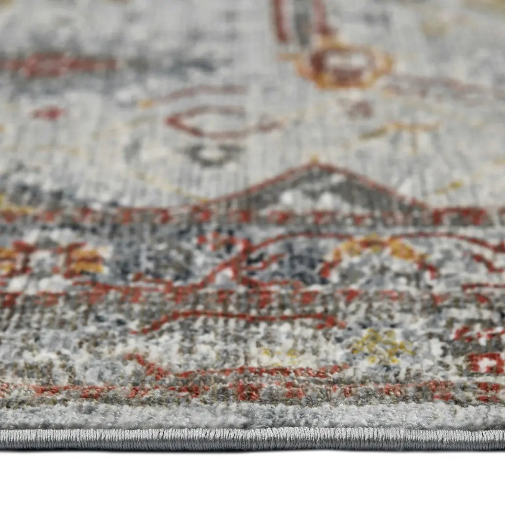 3' X 5' Gray Rust And Brown Medallion Area Rug Homeroots