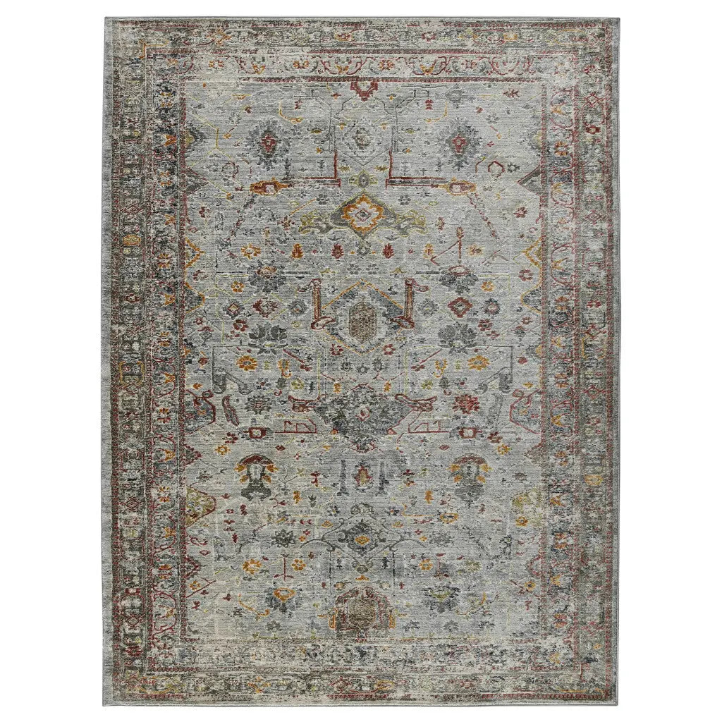 3' X 5' Gray Rust And Brown Medallion Area Rug Homeroots