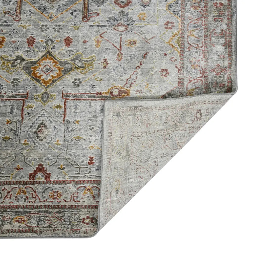 3' X 5' Gray Rust And Brown Medallion Area Rug Homeroots