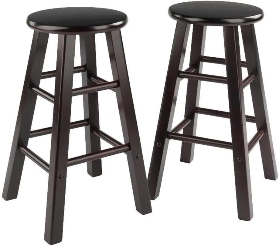 Element 2-Piece 24In Counter Stool Set, Espresso Finish, Solid Wood, Modern Design ShipItFurniture