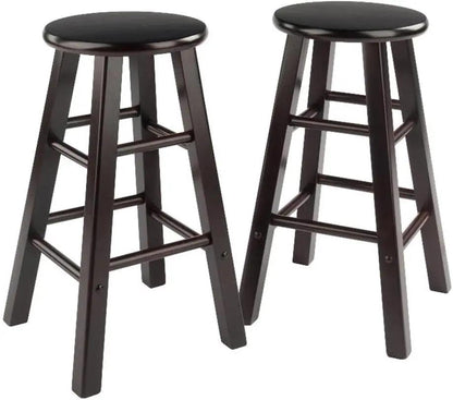 Element 2-Piece 24In Counter Stool Set, Espresso Finish, Solid Wood, Modern Design ShipItFurniture
