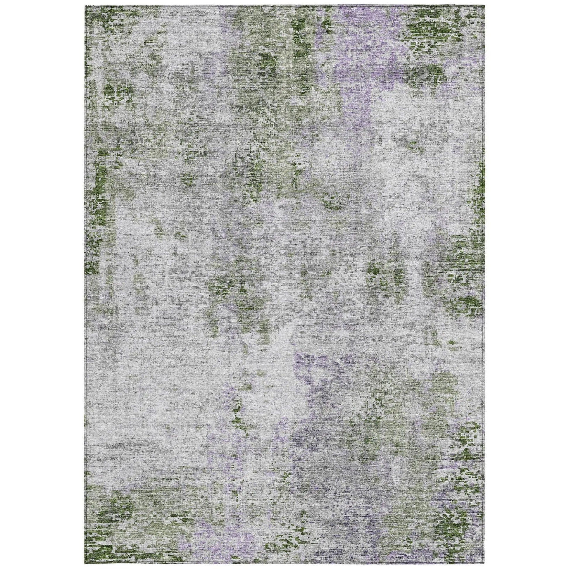3' X 5' Olive Green And Gray Abstract Washable Indoor Outdoor Area Rug-6