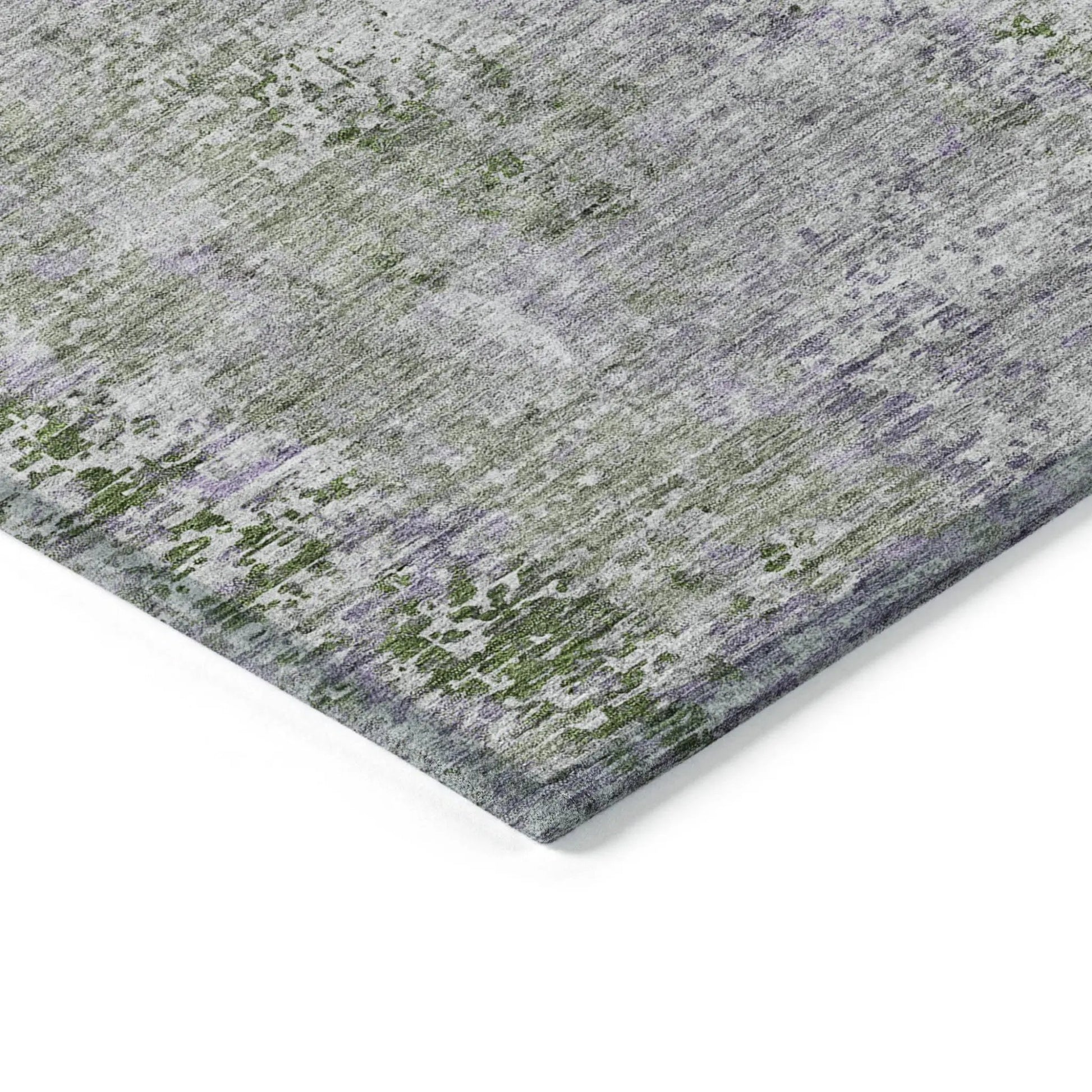 3' X 5' Olive Green And Gray Abstract Washable Indoor Outdoor Area Rug-4