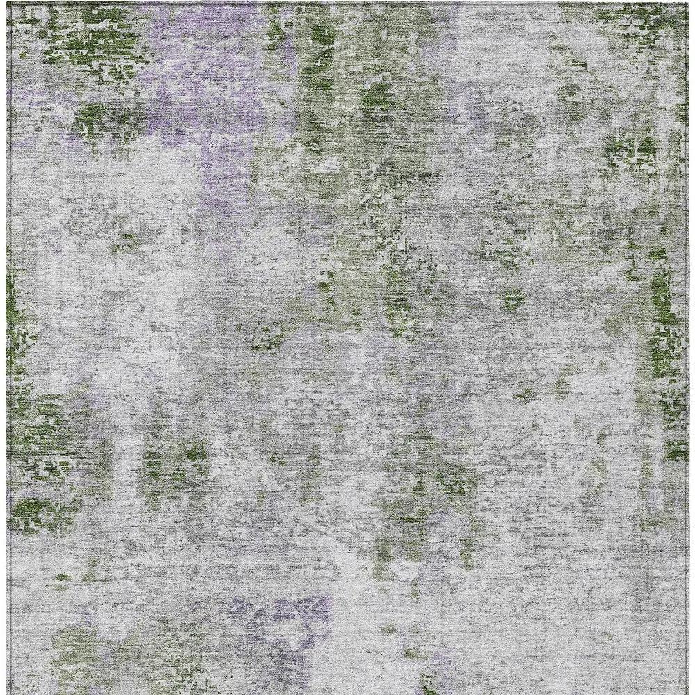 3' X 5' Olive Green And Gray Abstract Washable Indoor Outdoor Area Rug-5