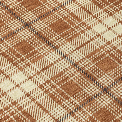 9' X 12' Brown Black And Beige Plaid Washable Indoor Outdoor Area Rug-4