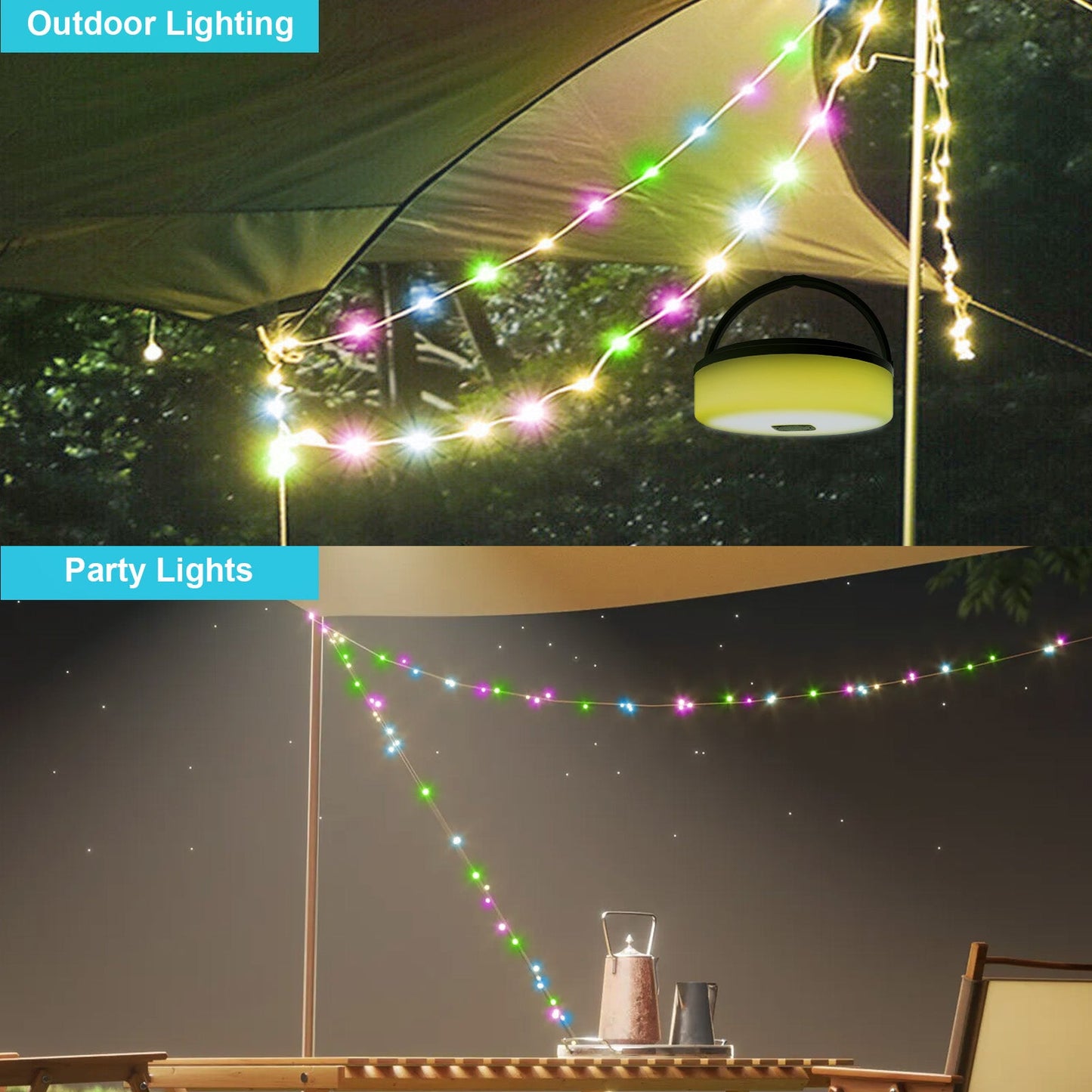 Solar & USB Camping String Lights - 32.8ft, 200 LED ﻿-4