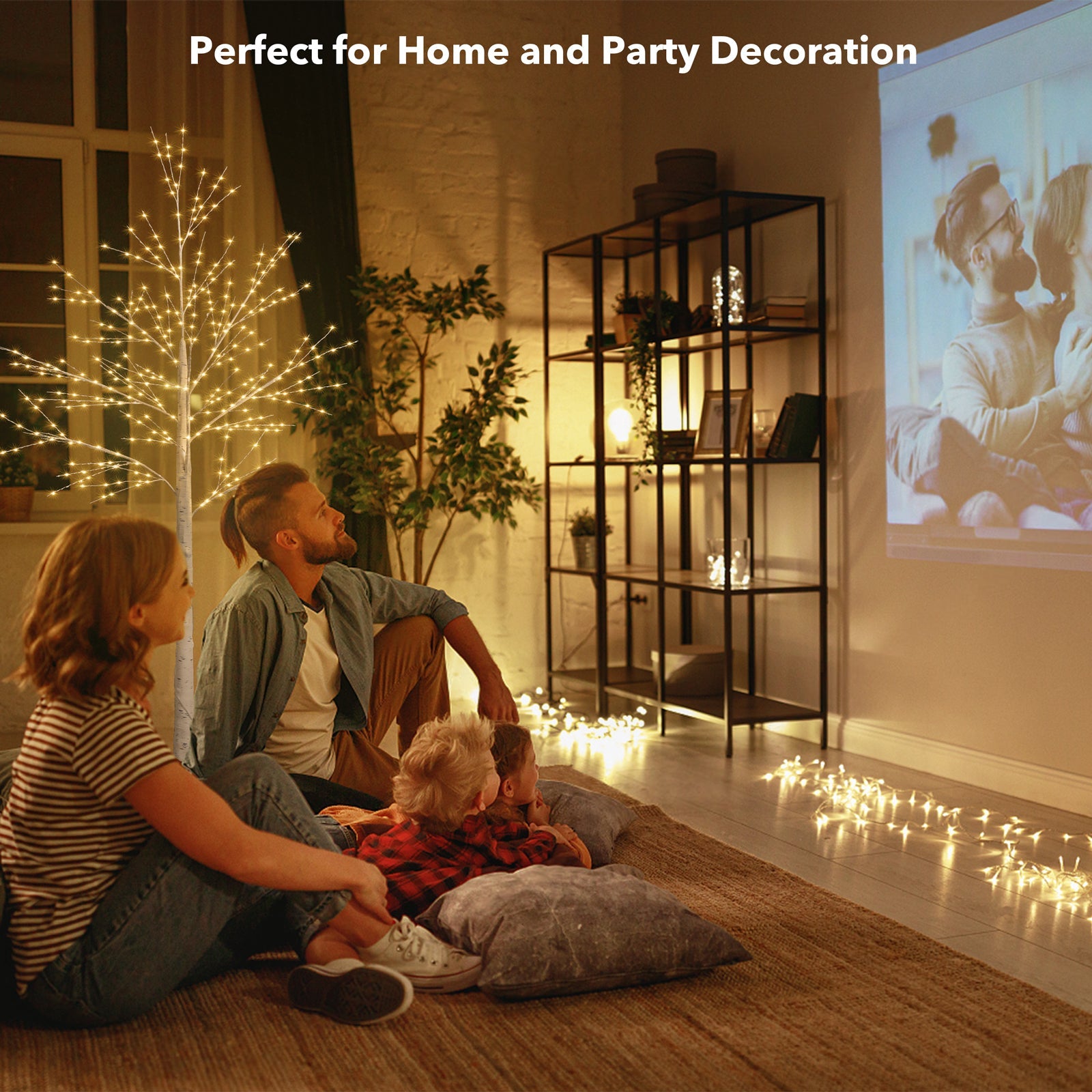 6FT Artificial Birch Tree With Light-4