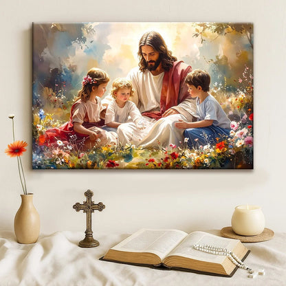 Jesus With Children Faith Wall Art II Tailored Canvases