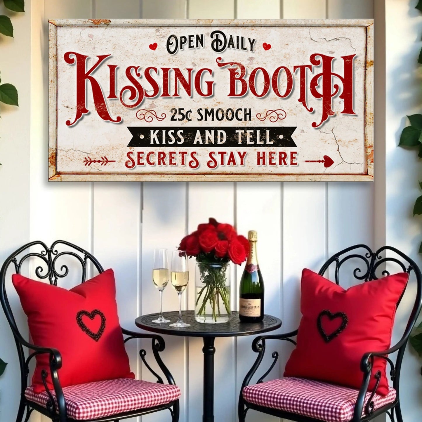 Vintage Rustic Kissing Booth Sign IV Tailored Canvases