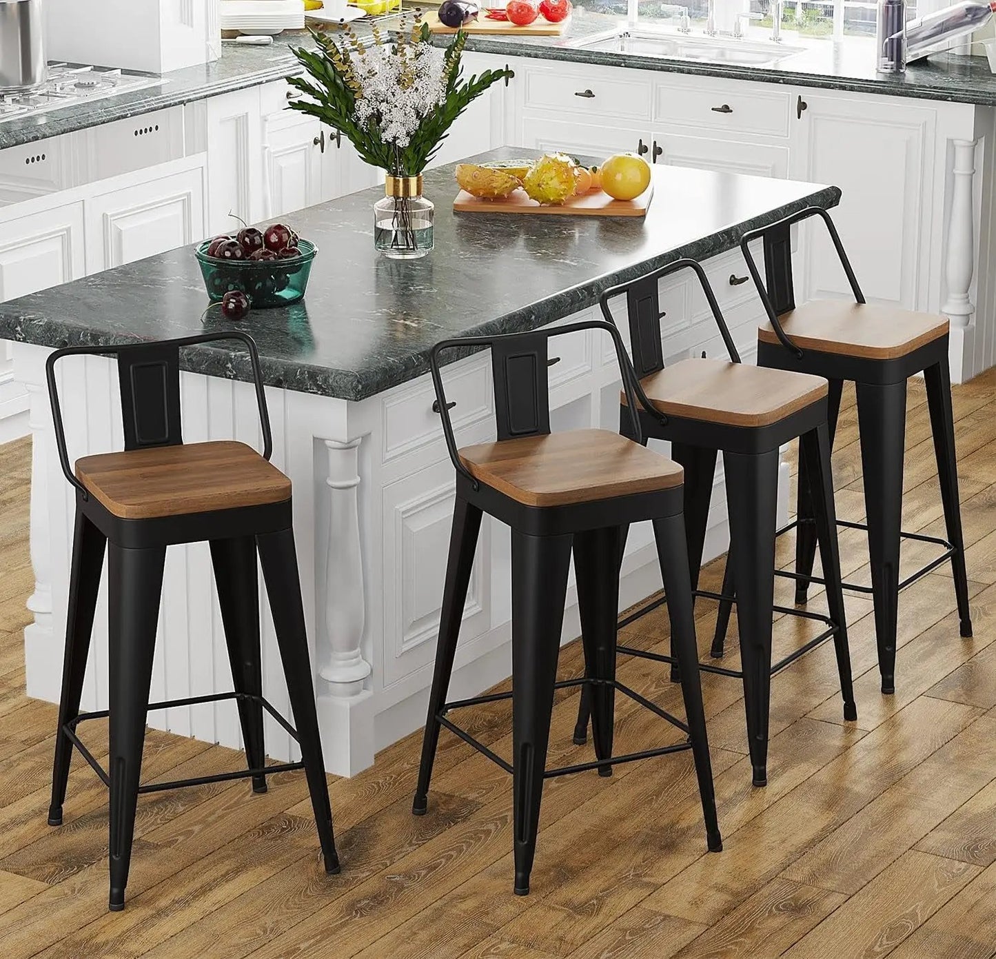 Modern Stackable Metal Bar Stools Set of Four ShipItFurniture