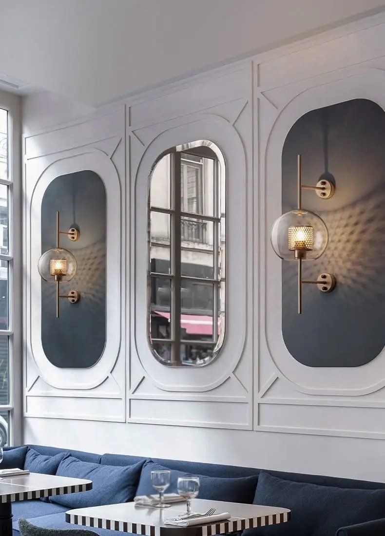 Retro Industrial Luxuries Glass Ball Wall Lamp Sconce with Bronze Ai BlakHom