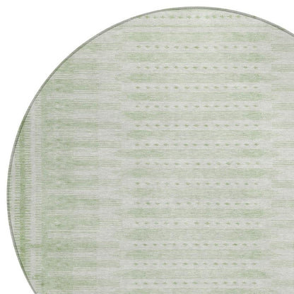 8' Sage And Ivory Round Geometric Washable Indoor Outdoor Area Rug Homeroots