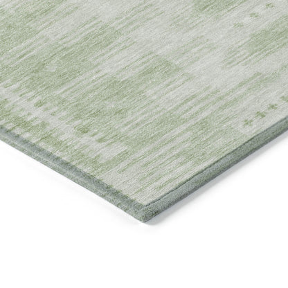 8' Sage And Ivory Round Geometric Washable Indoor Outdoor Area Rug Homeroots