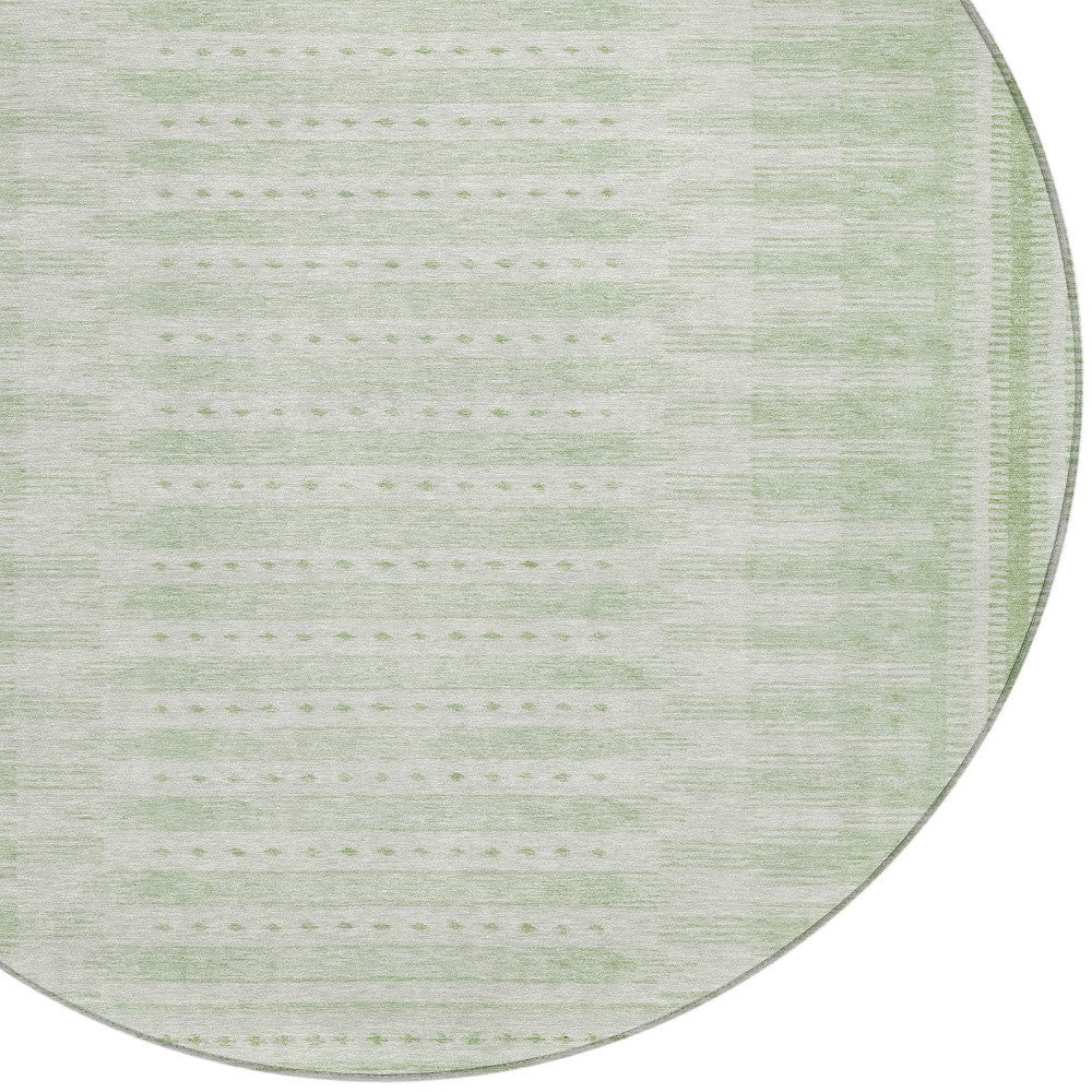 8' Sage And Ivory Round Geometric Washable Indoor Outdoor Area Rug Homeroots