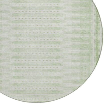 8' Sage And Ivory Round Geometric Washable Indoor Outdoor Area Rug Homeroots
