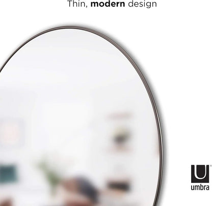 Hubba 34 Inch round Entryways, Washrooms, Living Rooms and More, Doubles as Wall Art, 34-Inch Circle Mirror, Titanium Finish-4