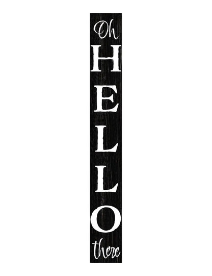 72" Black And White Solid Wood Hello There Porch Sign-1