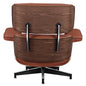 27" Brown and Light Brown Tufted Genuine Leather Swivel Lounge Chair With Ottoman Homeroots