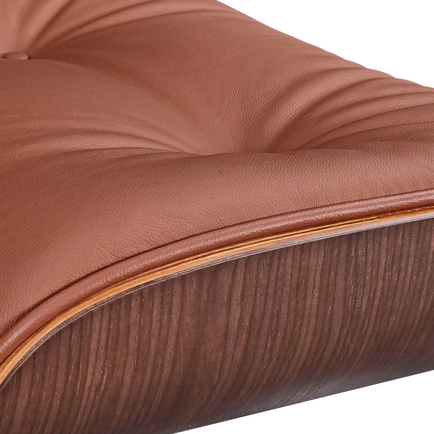 27" Brown and Light Brown Tufted Genuine Leather Swivel Lounge Chair With Ottoman Homeroots