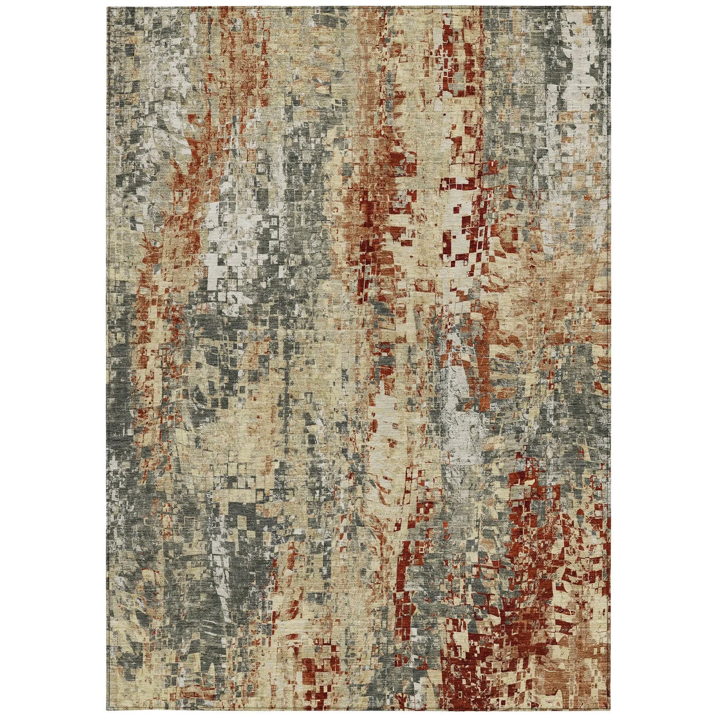 9' X 12' Pewter Rust And Gray Abstract Washable Indoor Outdoor Area Rug Homeroots