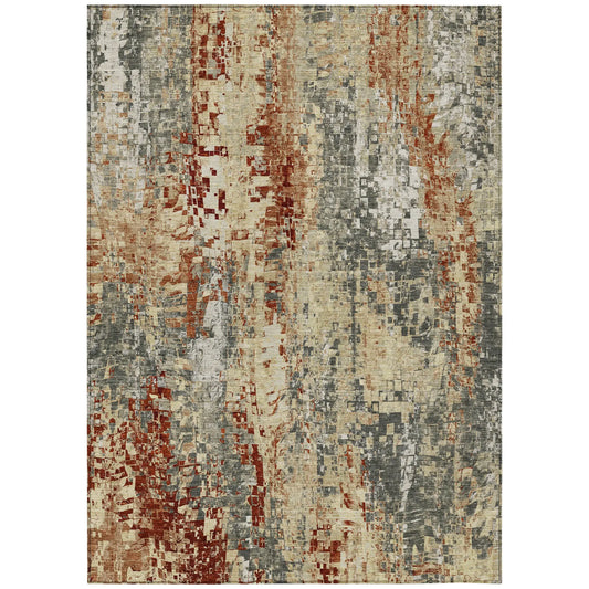 9' X 12' Pewter Rust And Gray Abstract Washable Indoor Outdoor Area Rug Homeroots