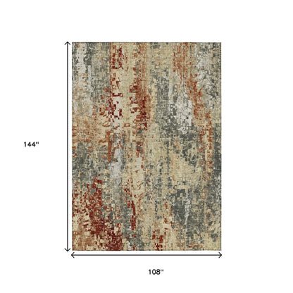 9' X 12' Pewter Rust And Gray Abstract Washable Indoor Outdoor Area Rug Homeroots