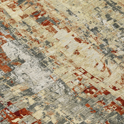 9' X 12' Pewter Rust And Gray Abstract Washable Indoor Outdoor Area Rug Homeroots