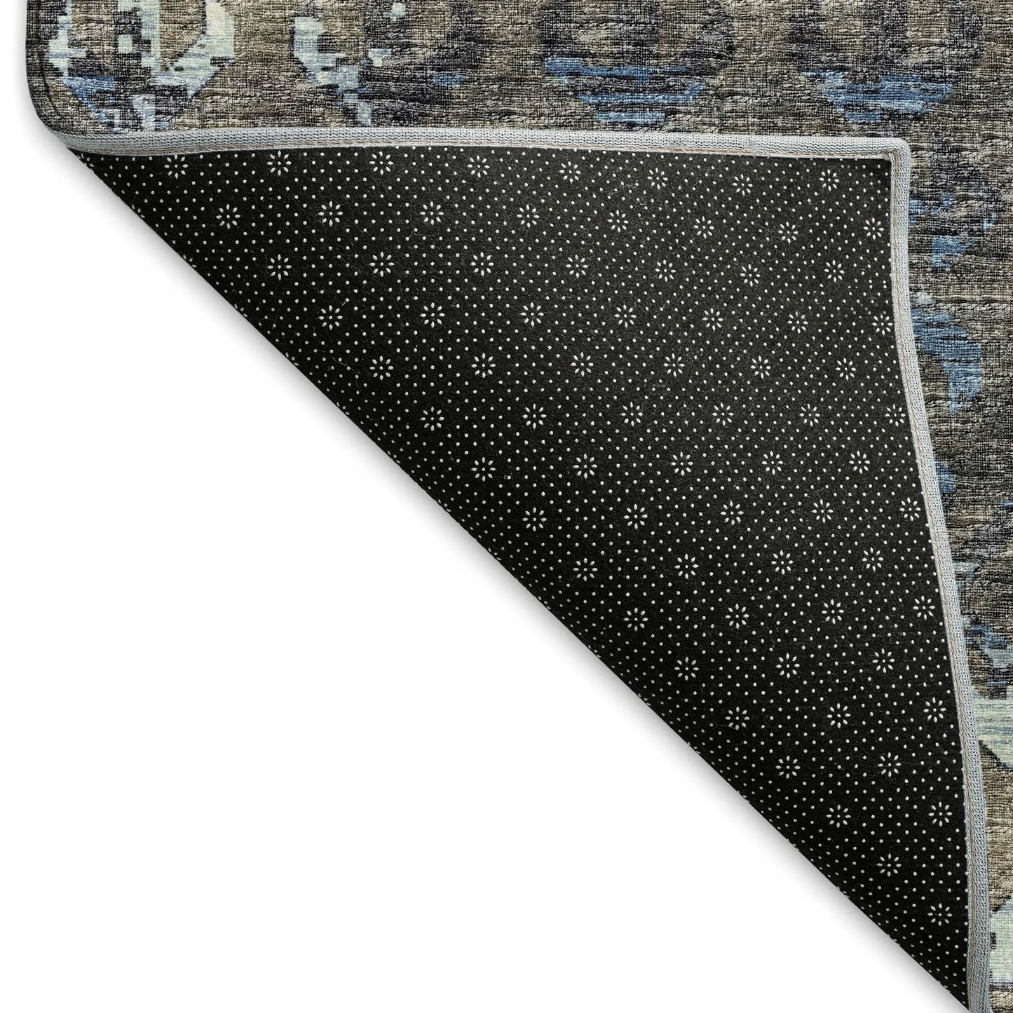 5' X 8' Burnished Brown And Blue Tribal Washable Area Rug With UV Protection-6