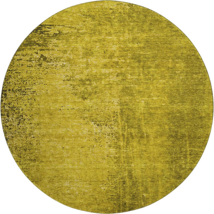 8' Gold And Gray Abstract Washable Round Rug With UV Protection-1