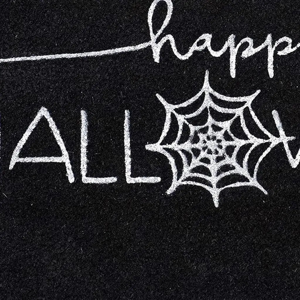 17" X 29" Black And White Halloween Halloween Happy Halloween Outdoor Coir Door Mat Homeroots