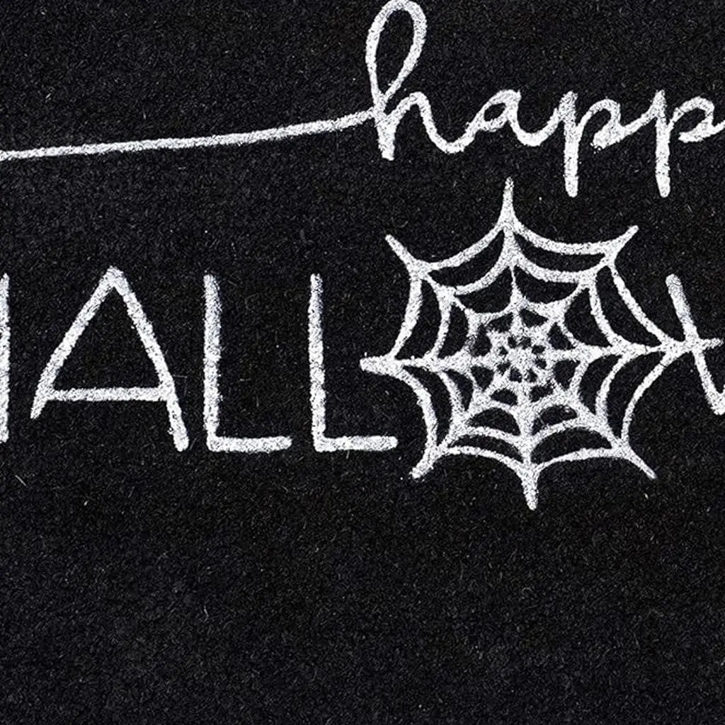17" X 29" Black And White Halloween Halloween Happy Halloween Outdoor Coir Door Mat Homeroots