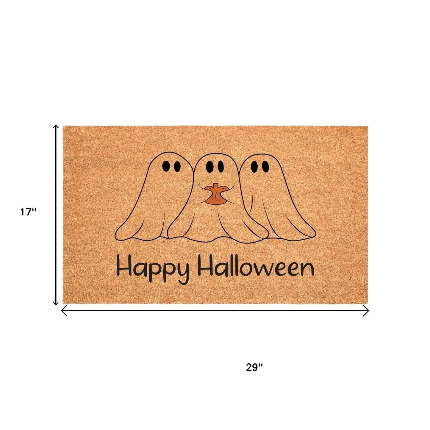 17" X 29" Black And Natural Halloween Halloween Happy Halloween Outdoor Coir Door Mat Homeroots