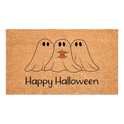 17" X 29" Black And Natural Halloween Halloween Happy Halloween Outdoor Coir Door Mat Homeroots