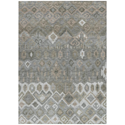 8' X 10' Pewter Ivory And Tan Geometric Washable Indoor Outdoor Area Rug-4