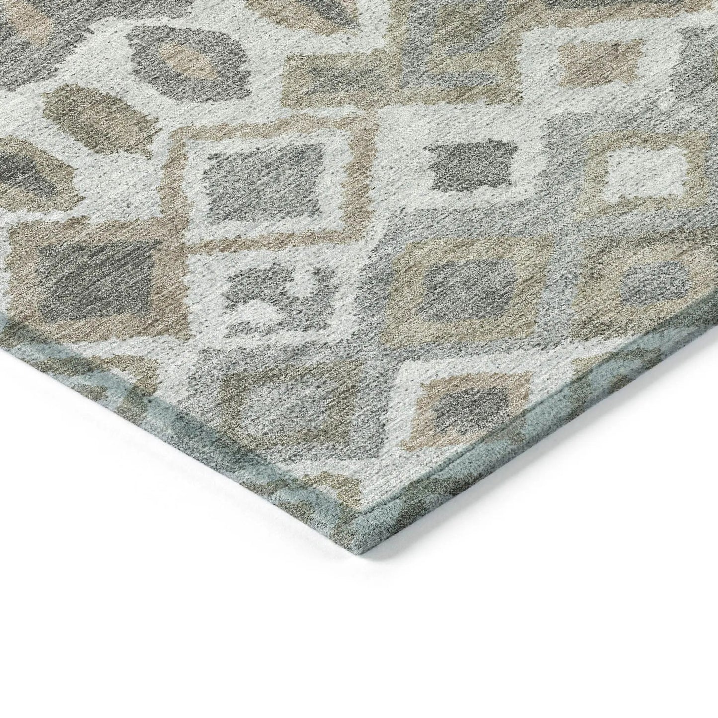 8' X 10' Pewter Ivory And Tan Geometric Washable Indoor Outdoor Area Rug-6