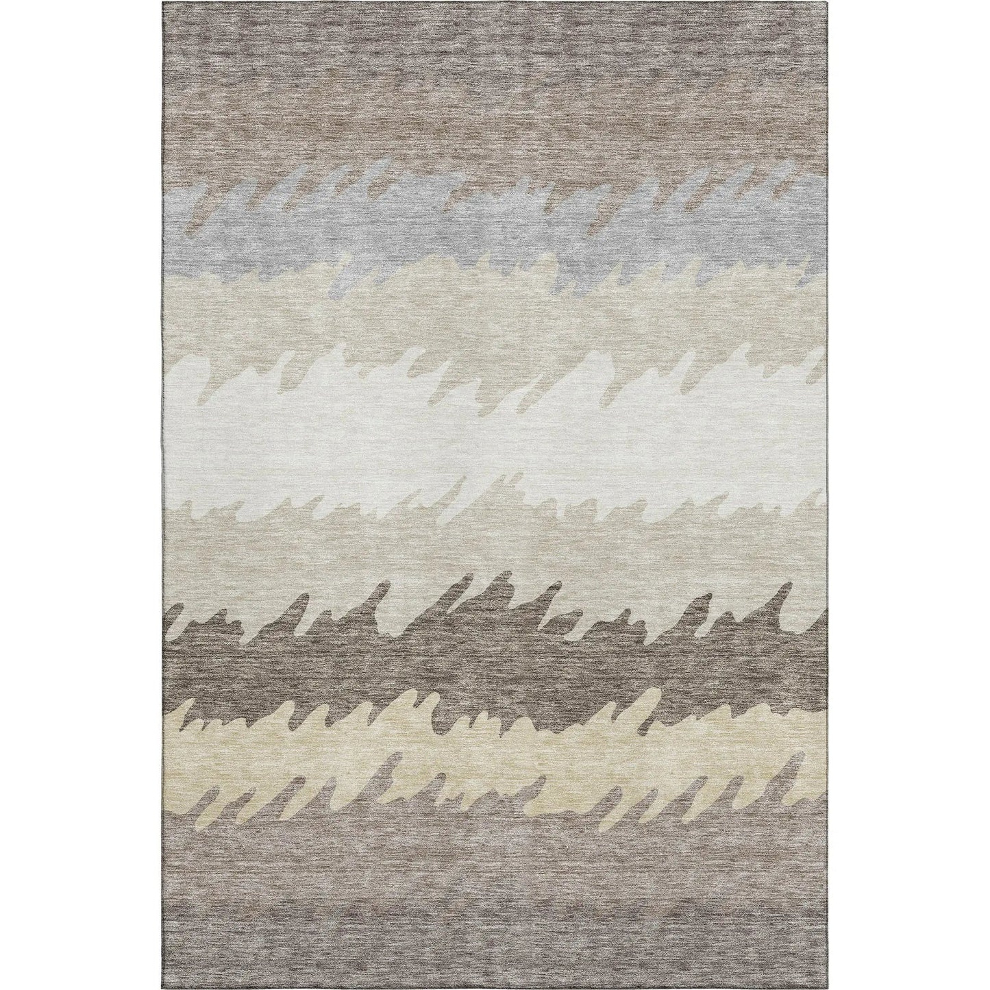 8' X 10' Taupe Gray And Beige Striped Washable Area Rug With UV Protection-0
