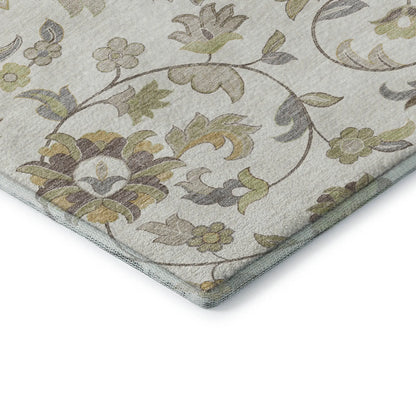 8' X 10' Ivory Copper And Gray Floral Washable Area Rug With UV Protection Homeroots