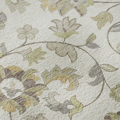 8' X 10' Ivory Copper And Gray Floral Washable Area Rug With UV Protection Homeroots