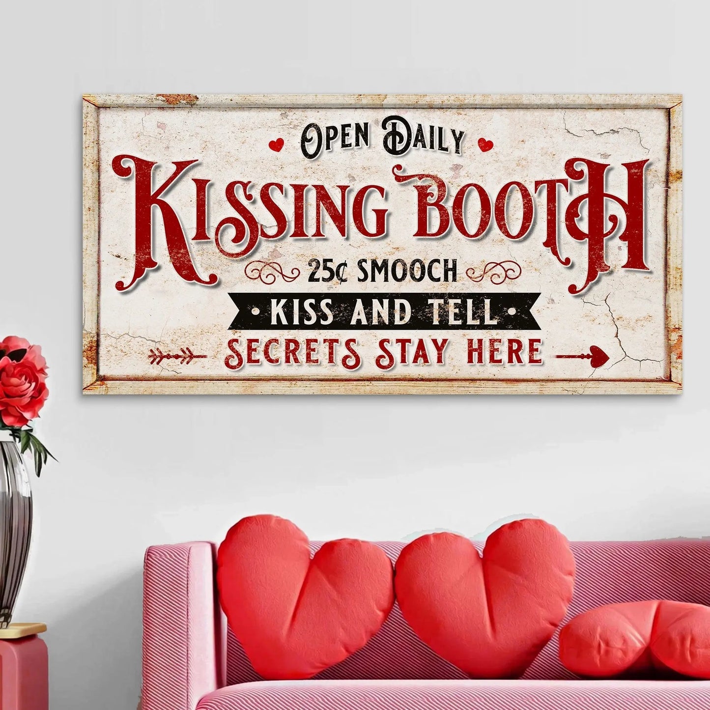 Vintage Rustic Kissing Booth Sign IV Tailored Canvases