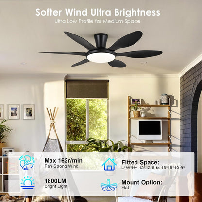 51 Inch Black Ceiling Fan With Light-1