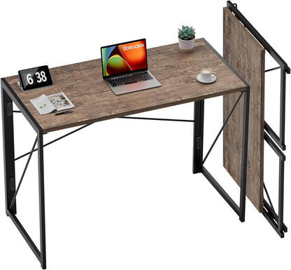 Brown Folding Desk 39 Inch No Assembly ShipItFurniture