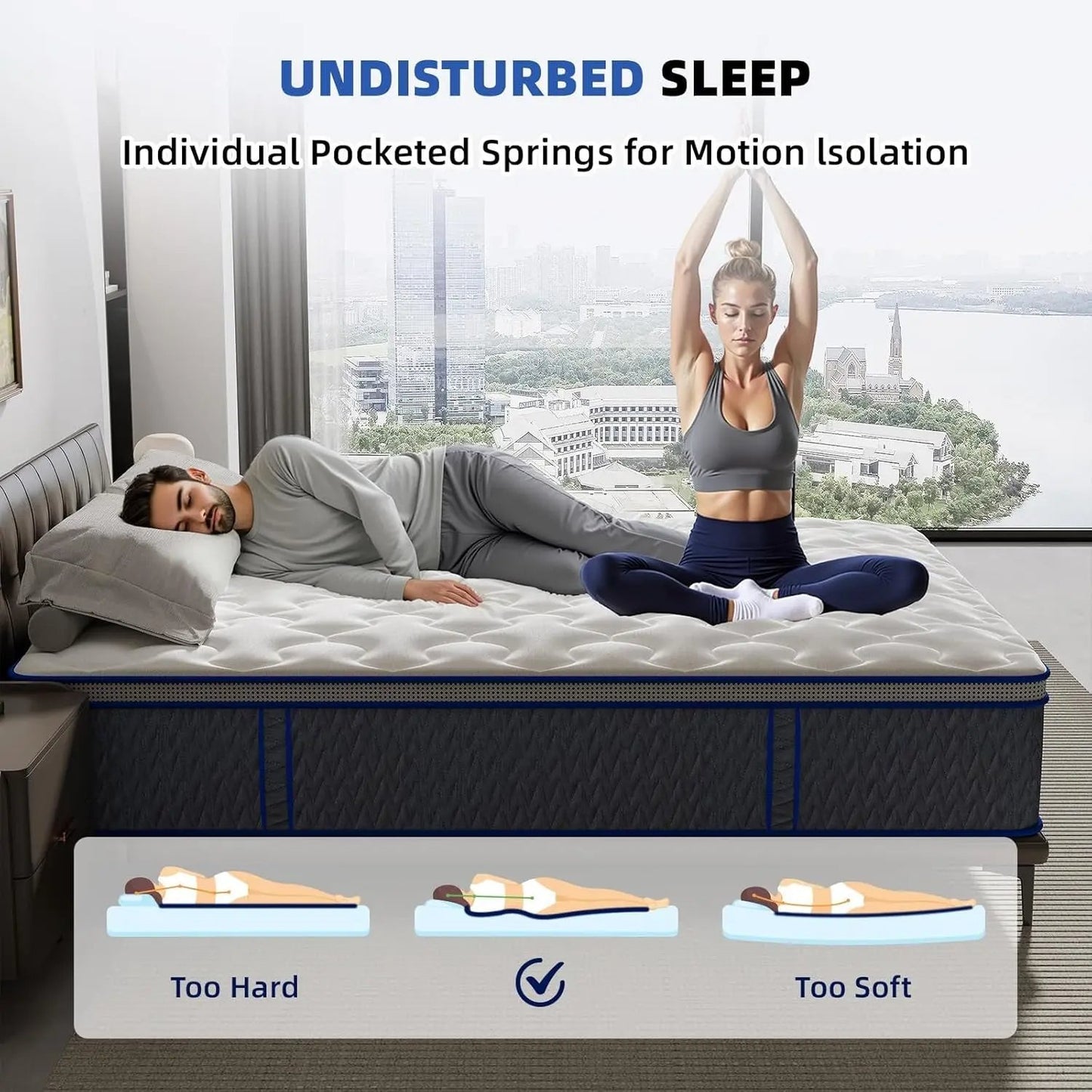 Queen Memory Foam Mattress Inch 12.9 Thick Hyper Support Breathable Edge Reinforcement Ergonomic Cooling ShipItFurniture