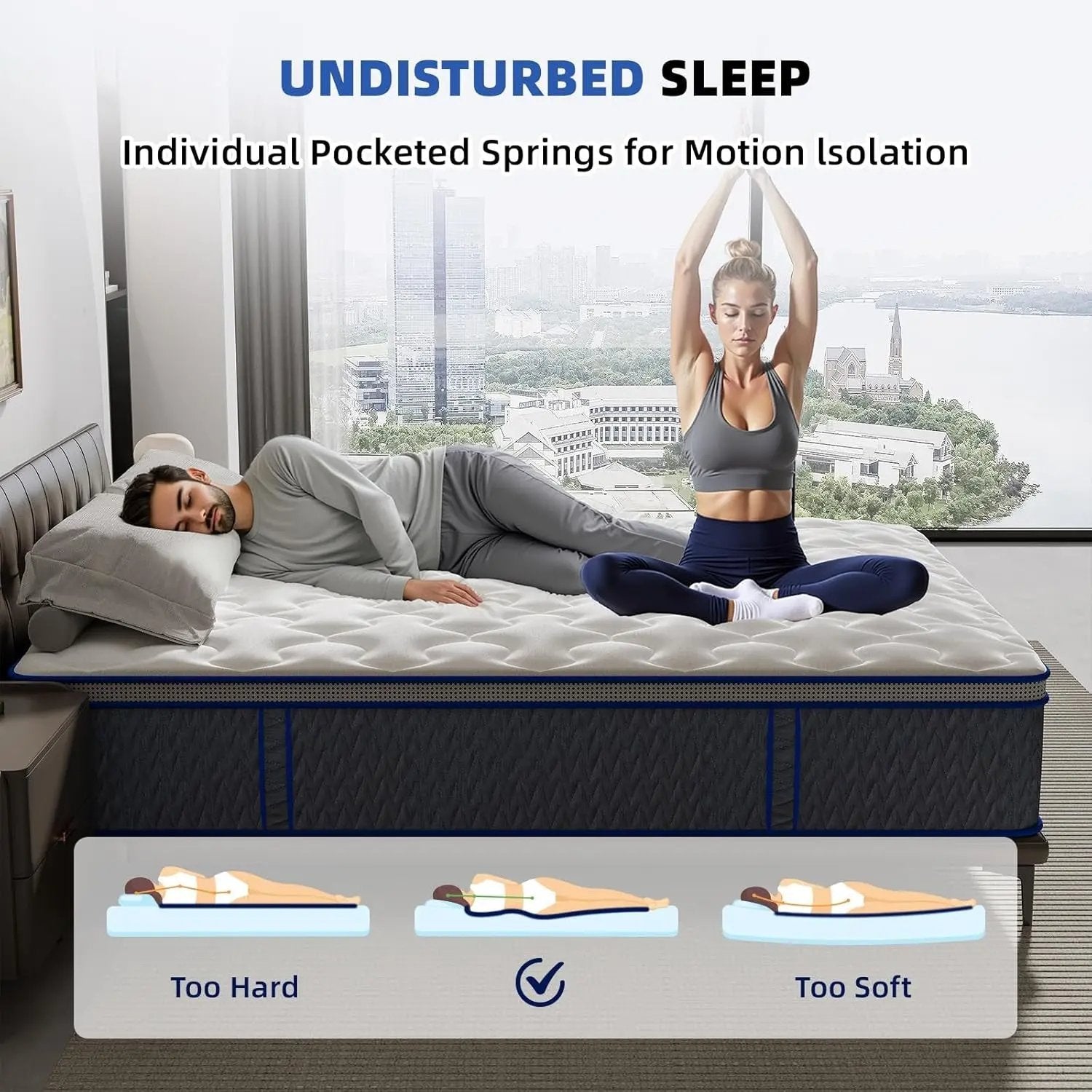 Queen Memory Foam Mattress Inch 12.9 Thick Hyper Support Breathable Edge Reinforcement Ergonomic Cooling ShipItFurniture