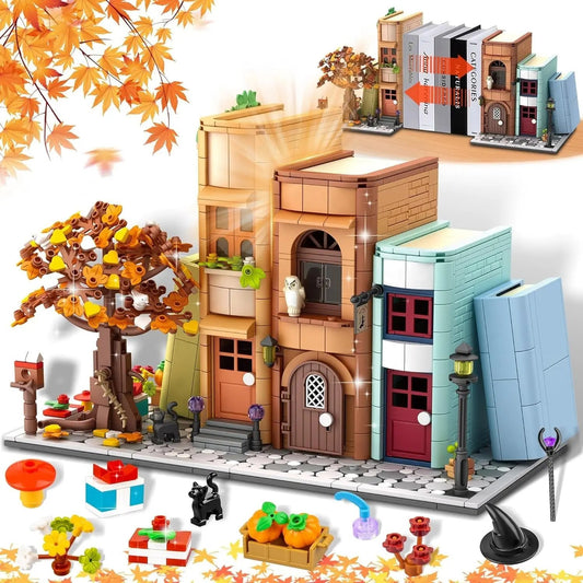 Bookend Magic House Building Kit, Home Decorative for Building Block Toy, Bookcase Miniature House Model Building, Cool Bookshelf Organizer and Home Decor 1488Pcs-0