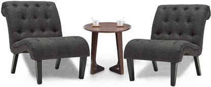 Set of 2 Button Tufted Slipper Chairs ShipItFurniture