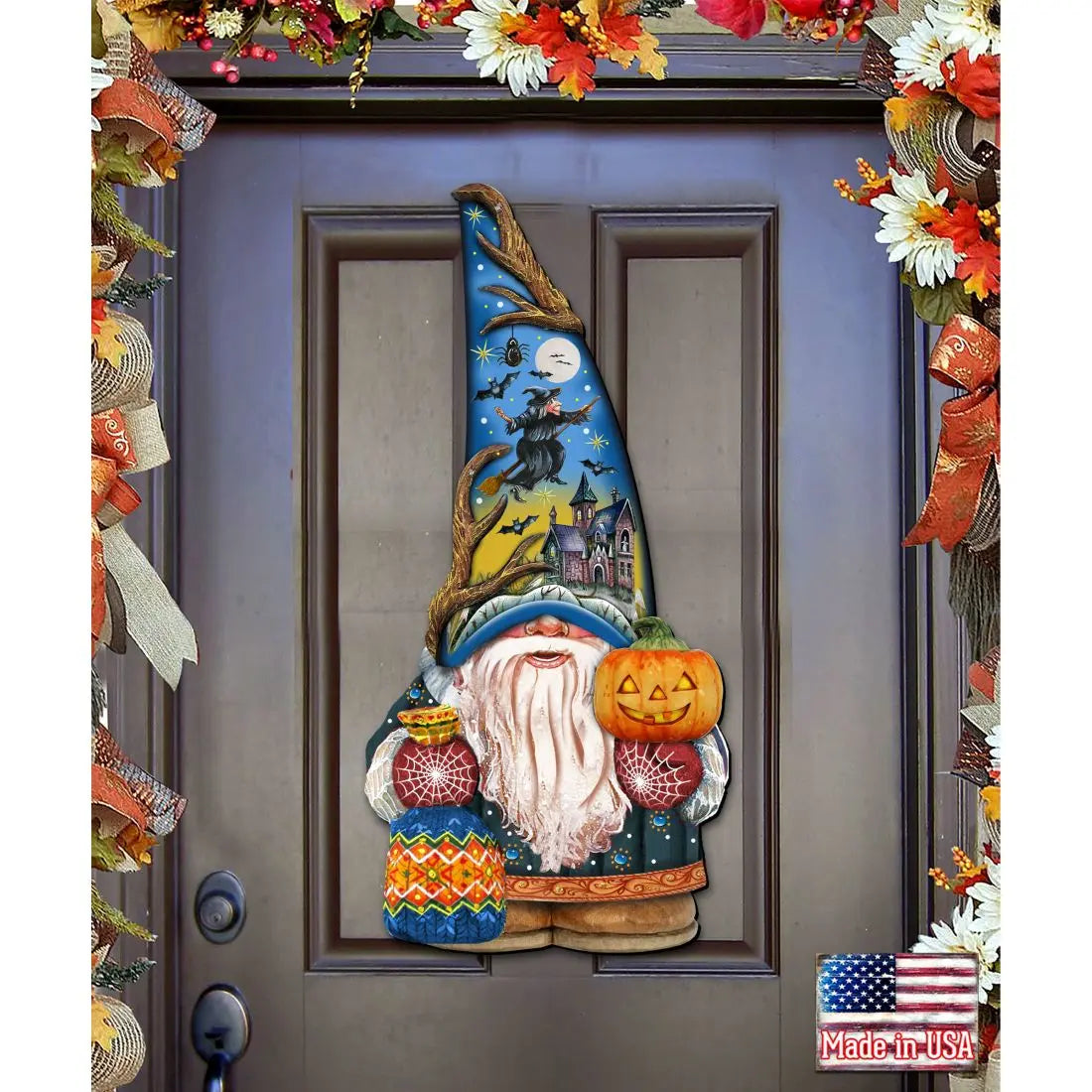 Halloween Gnome Door Decor by G. DeBrekht - Thanksgiving Halloween Decor - 8611016H G. DeBrekht