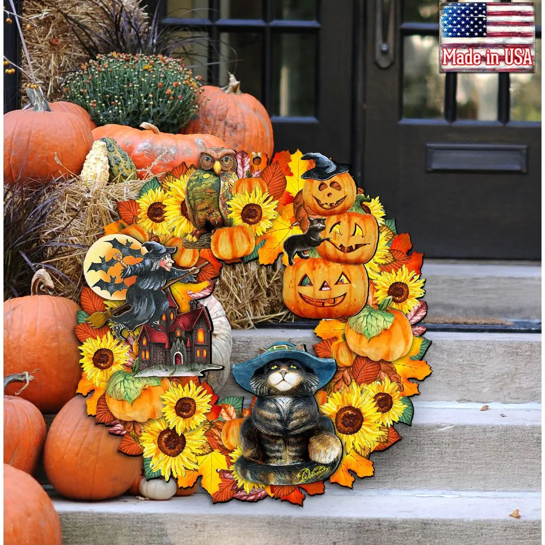 Halloween Holiday Door Wreath by G. DeBrekht - Thanksgiving Halloween Decor - 8185317H G. DeBrekht