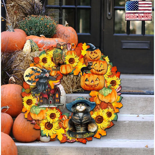 Halloween Holiday Door Wreath by G. DeBrekht - Thanksgiving Halloween Decor - 8185317H G. DeBrekht